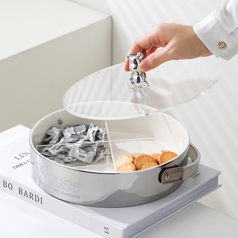 OSBORN Hot Selling Ceramic Dessert Tray Basket Dried Dry Fruit Plate Lace Candy Plate With handle