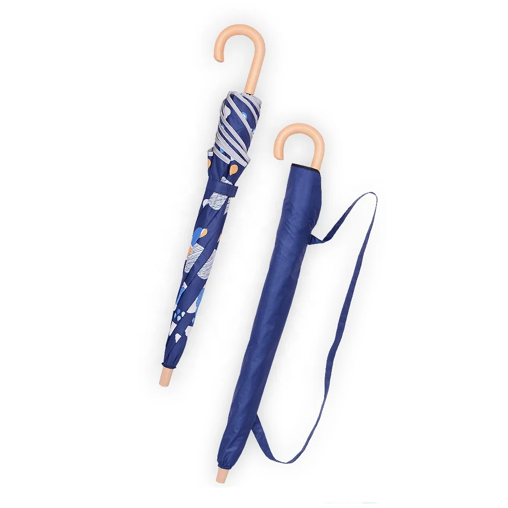 
Reflective Strip Blunt Umbrella Black Coating Round Corner Kids Straight Umbrella 