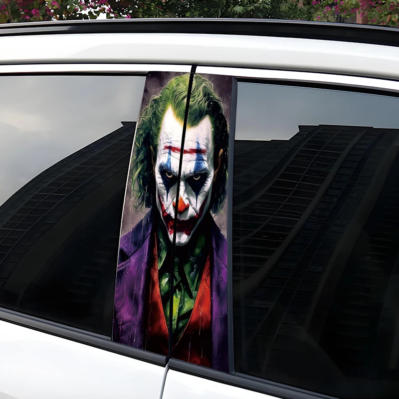 Waterproof Auto B-Pillar Cartoon Joker Stickers Car Center Column Cover Decor with Logo Vinyl Decals Accessories