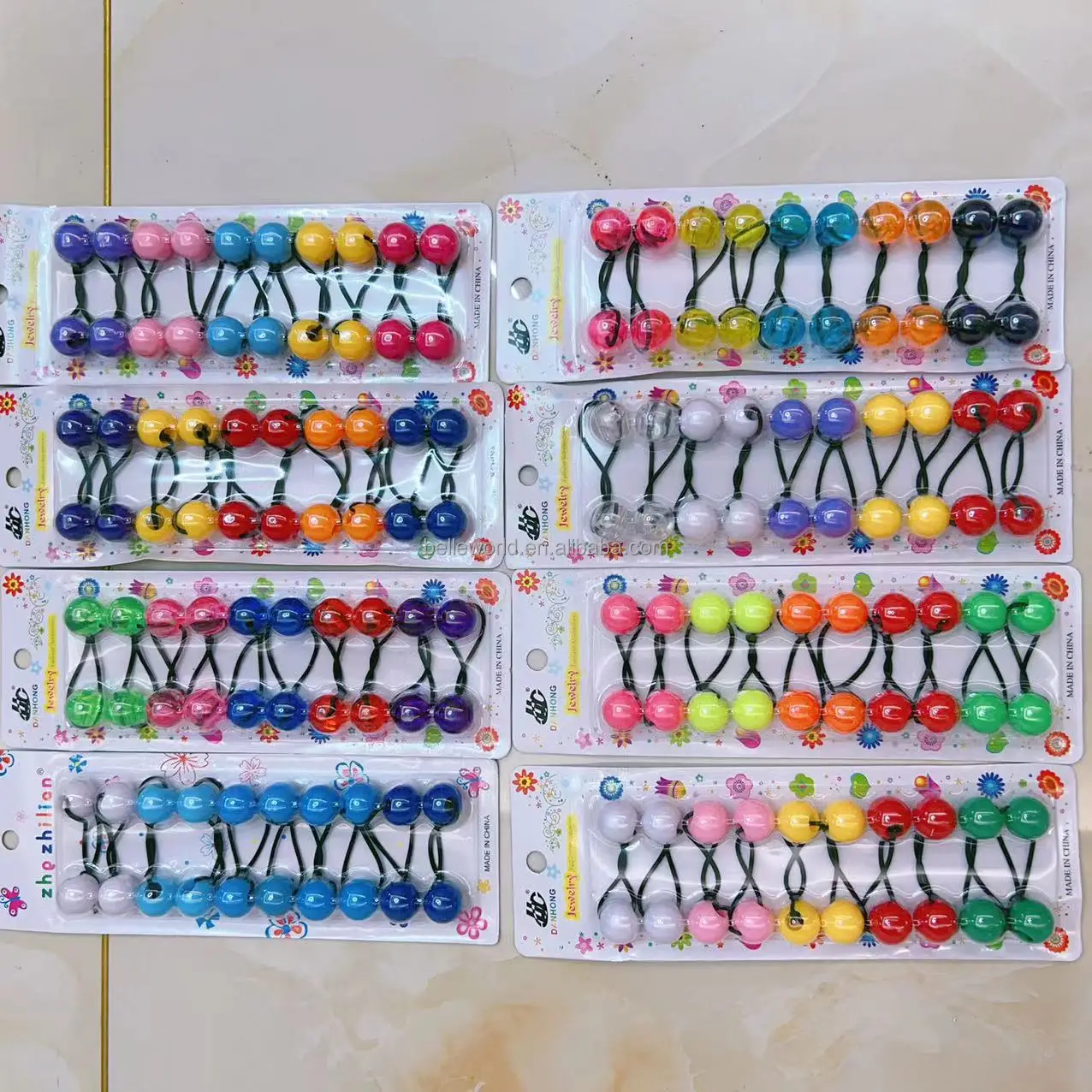 BELLEWORLD factory 10pcs/set Korean cintas para el pelo hair band kids double ball hair balls hair tie for girls accessories