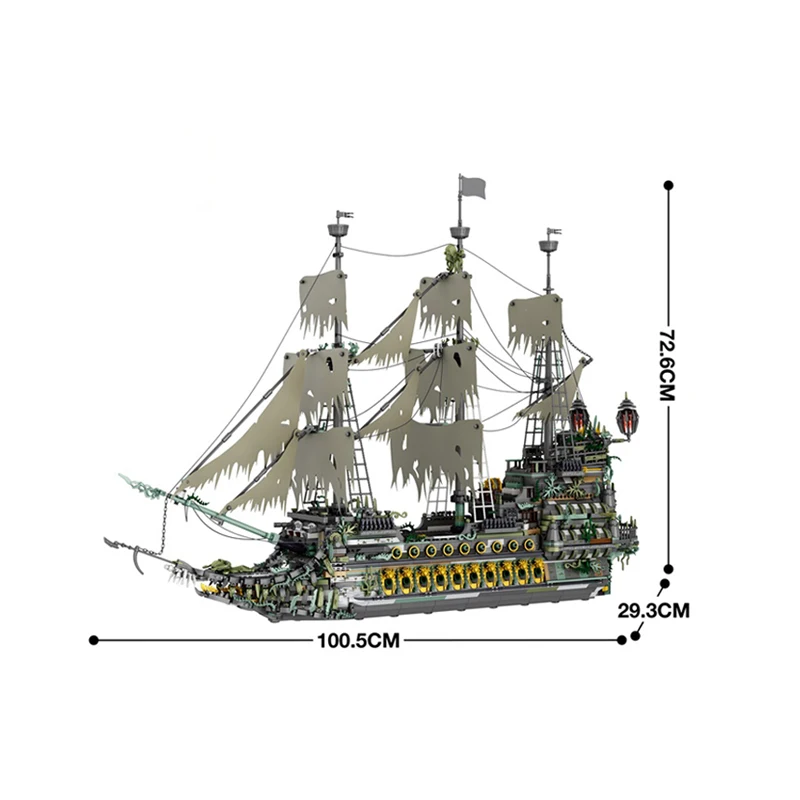 5865 PCS Large Size Flying Dutchmans Boat Pirate Ship Caribbean Movie Model Building Blocks Bricks Construction Kit For Adult