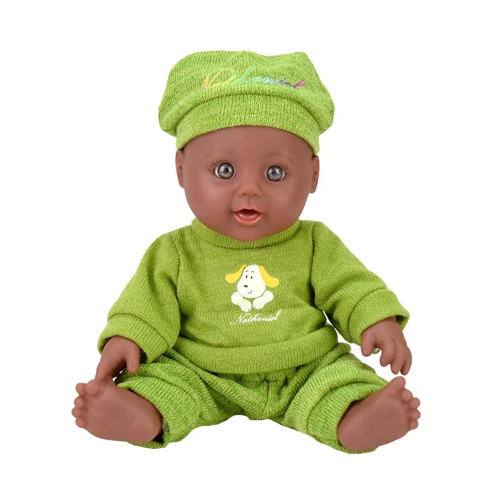 High quality 12 inch Custom Made Plastic lifelike baby Doll For Kids black baby boy doll