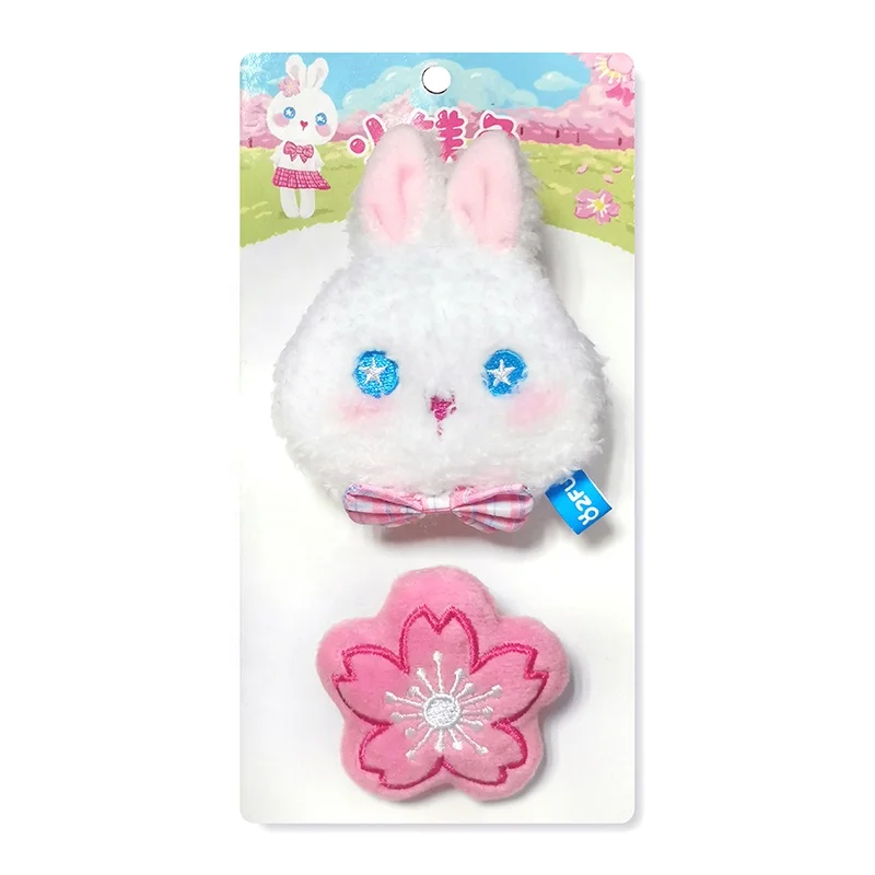 2pcs/set Korean cute white plush blush rabbit fox cat brooches for women man couple jewelry rainbow pins badge coat accessories