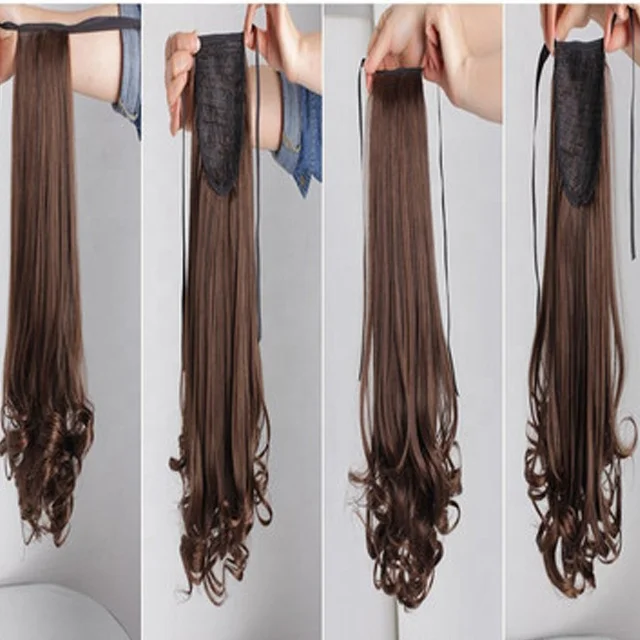 Natural Color Raw Human Hair Weaves Hand Tied Weft Hair Ponytail Hair