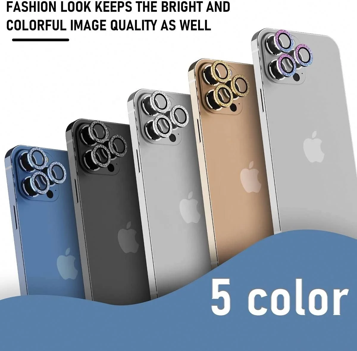 Luxury 3D Glitter Diamond Camera Lens Protector For iPhone 12 11 13 14 Pro Max Protective Cover Tempered Glass Camera Protector
