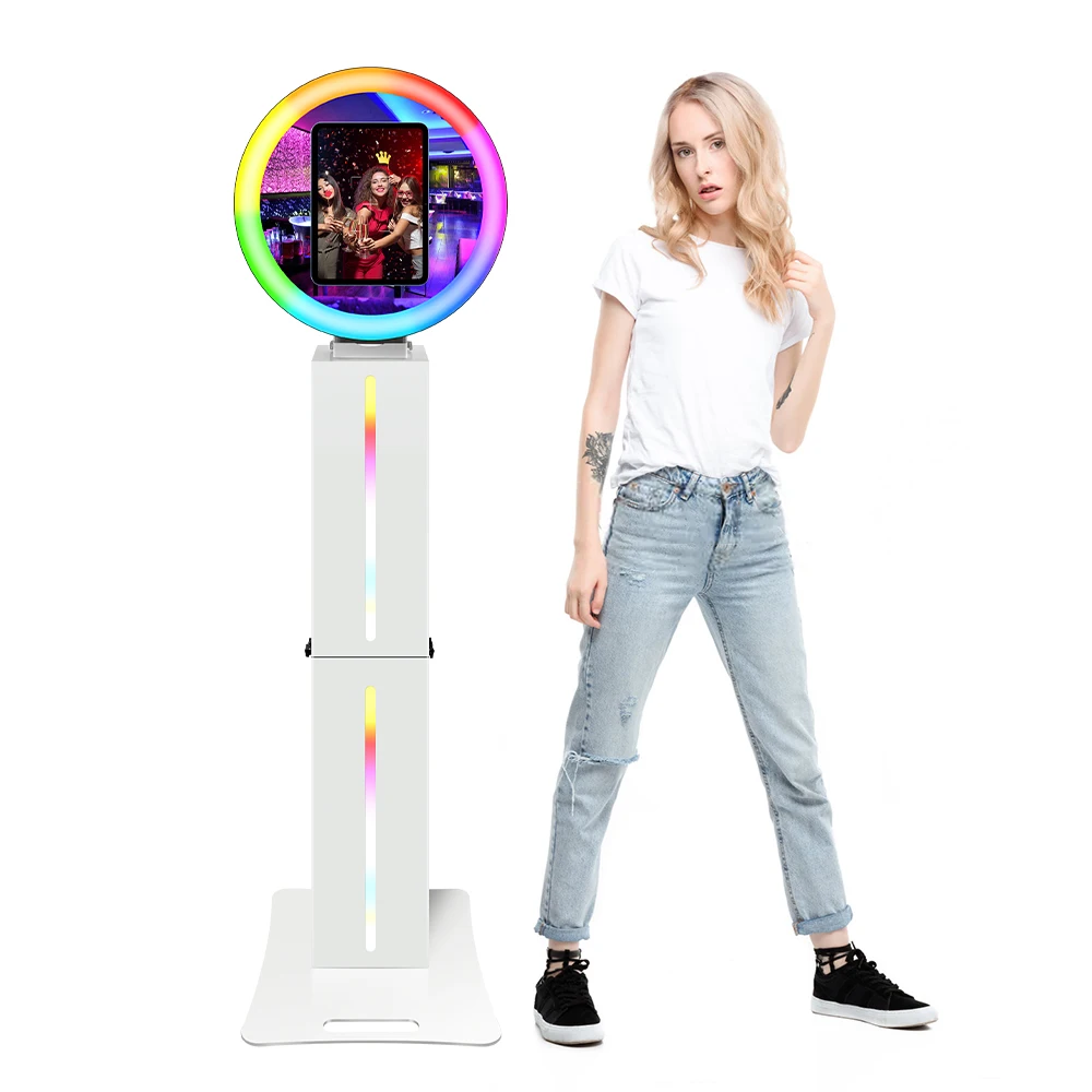 Portable iPad selfie photo booth LED iPad size 9.7 10.2 10.5 11 12.9 inch roaming handheld iPad photo booth machine