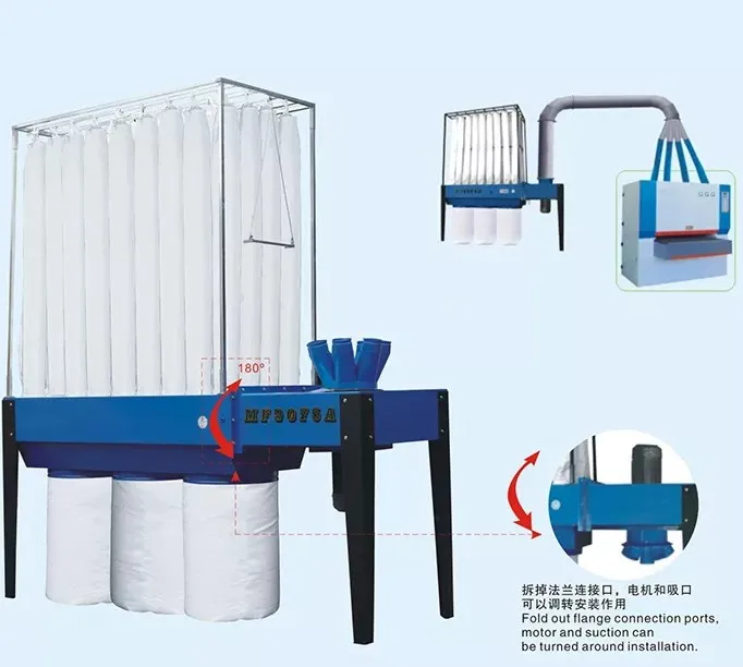 2.2kw to 11.5kw Industrial Double bag dust collector bag filter dust collecting machine wood saw cyclone