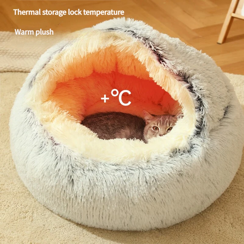 High Cost Performance Cushion Nest for Small Dogs Cats Kitten Cat Bed Round Warm Pet Bed House Long Plush Dog Bed