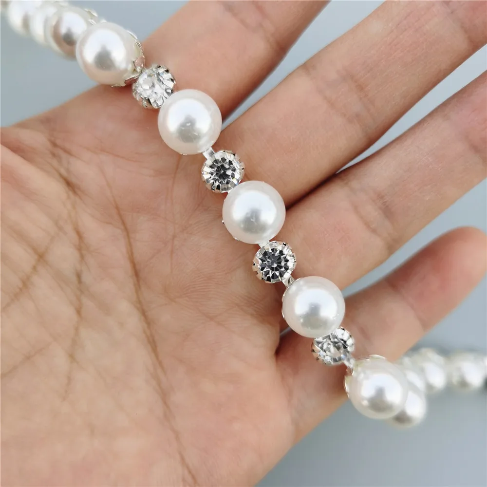 Factory Price Wholesale Pearl Crystal Chain Bling Diamante Diamond Rhinestone Trim