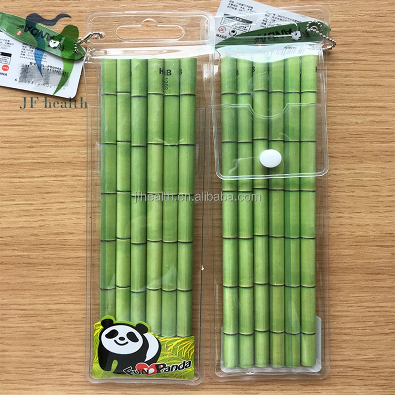 Bamboo-shaped pencils PVC 6pcs/pack pencils creative leaf giant panda pencils