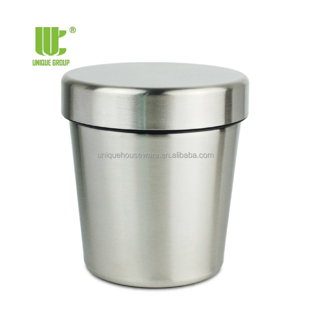 Unique Group Stainless Steel 500ml Take Away Food Ice Cream Pint Container Lunch Thermos Food Jars with Lids