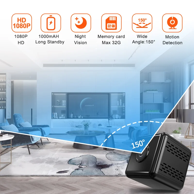 1000mAH Long Standby Cctv Security Wifi Mini Camera HD1080P X6 Mini Camera