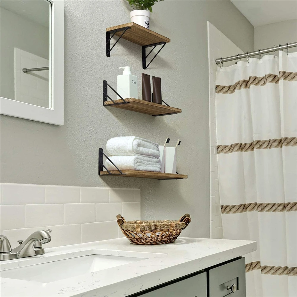 High Quality Solid Wood Wall Shelf Home Furniture Custom Made Wooden Floating Shelves Set of 3
