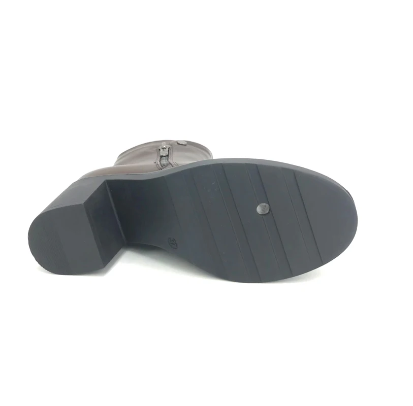 Custom logo women wholesale OEM ladies pu high heel side  fashion zipper boots Waterproof Leather Medium-Cut Safety Boot Shoe