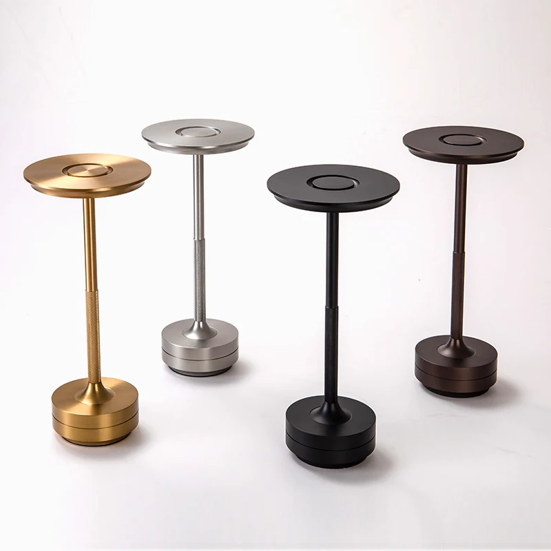 Cordless restaurant Brushed oxidation high-end rechargeable LED dining table decorative aluminum desk lamp