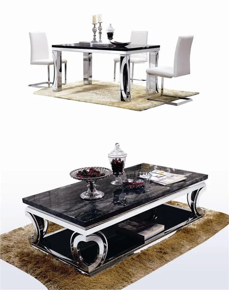 
Hot sale Marble Table Top Modern Design Tempered Glass Stainless Steel Coffee Table 