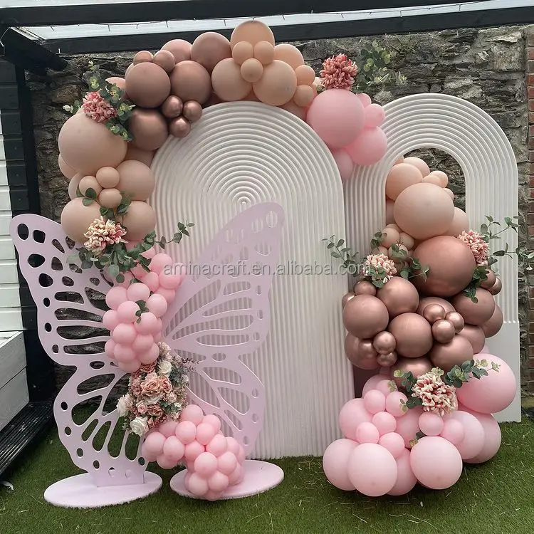Amina Craft Party White Acrylic Backdrop Props Background Decoration PVC Backdrop Arch for Wedding Stage Decoration