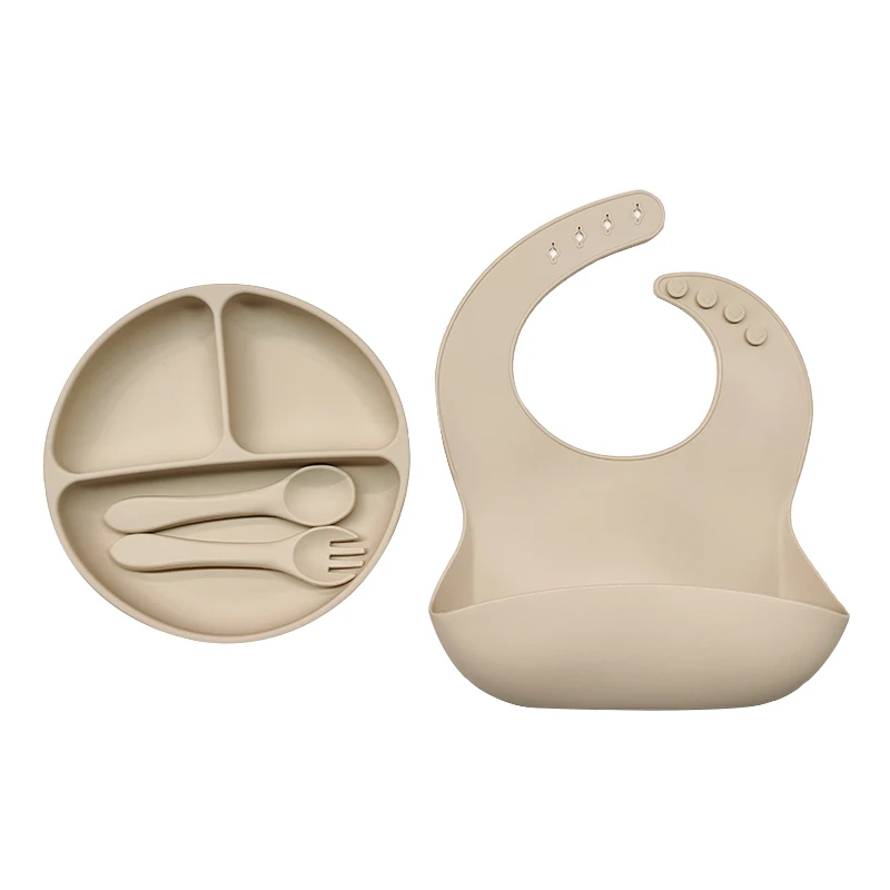 New Arrival Eco-friendly Strong Suction Bowl Spoon Set Feeding Bib Baby Silicone Bowl And Plate