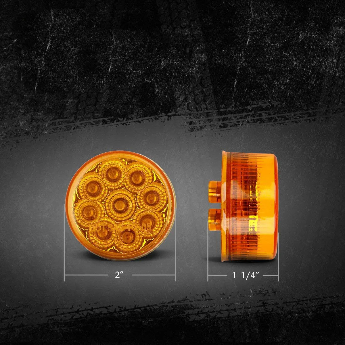 2 Inch Amber Led Truck Trailers Tail Light 12/24V Round Clearance LED Side Marker Lamp KD053