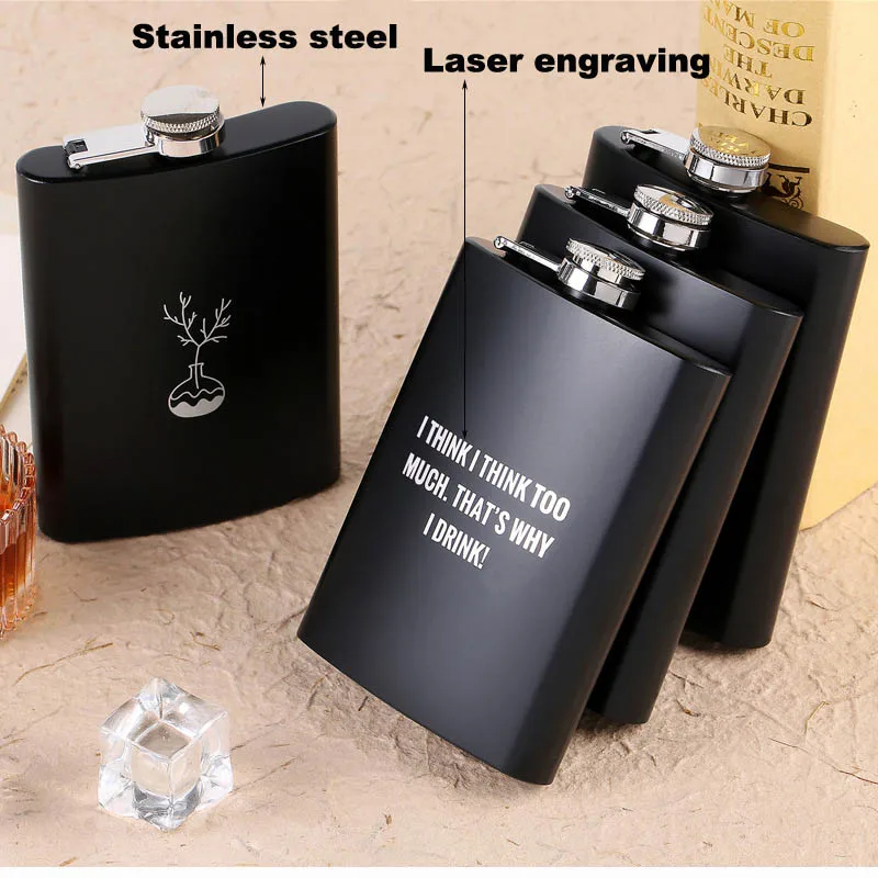 Manufacturer Wholesale 8oz Custom Logo Leak Proof Mini Flasks Travel Matte Black Stainless Steel Whiskey Hip Flask