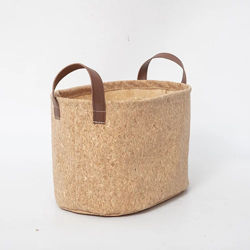 Cork Paper Tote Shopping Bag Friendly cork Tote Bag storage Basket Box With Leather Handles