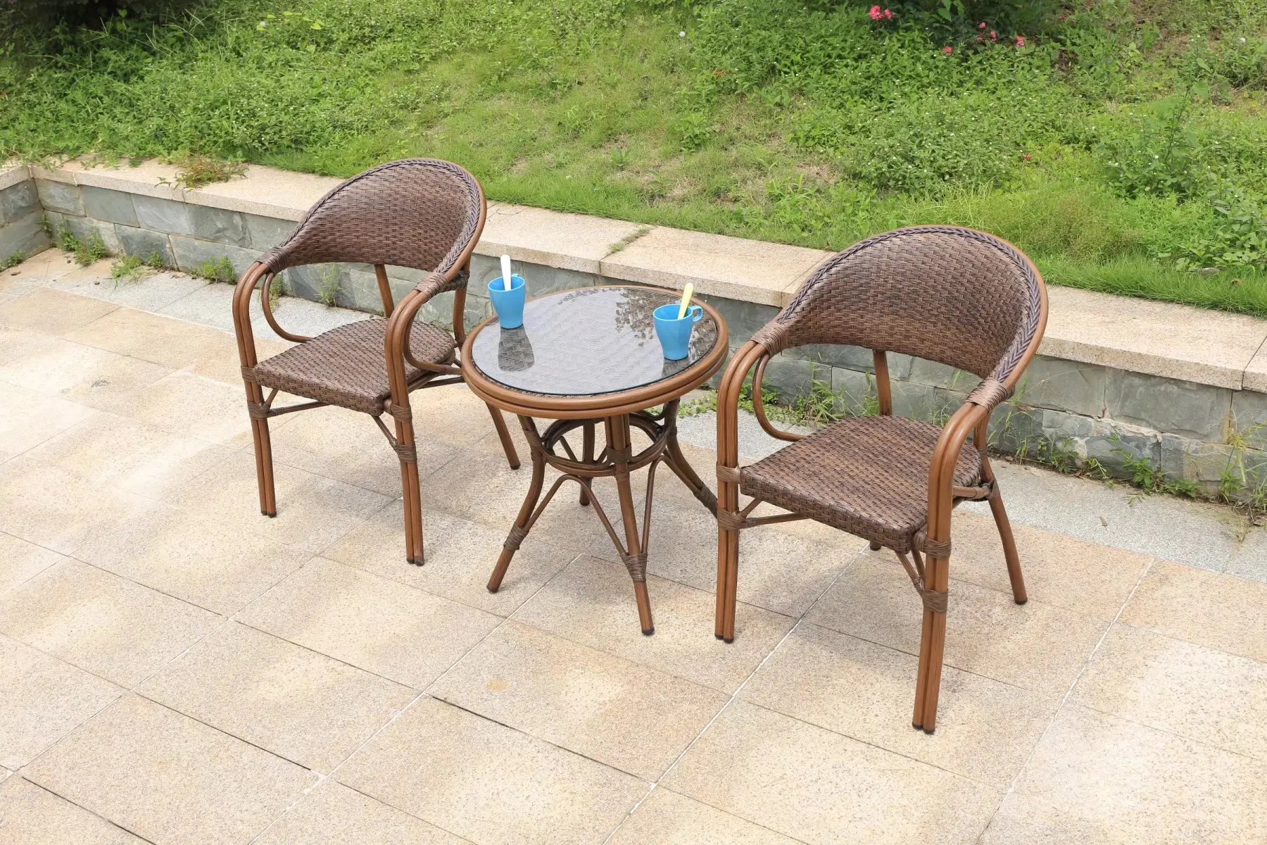 Outdoor balcony milk tea shop cafe chairs the cane chair the court outdoor garden outdoor tables and chairs