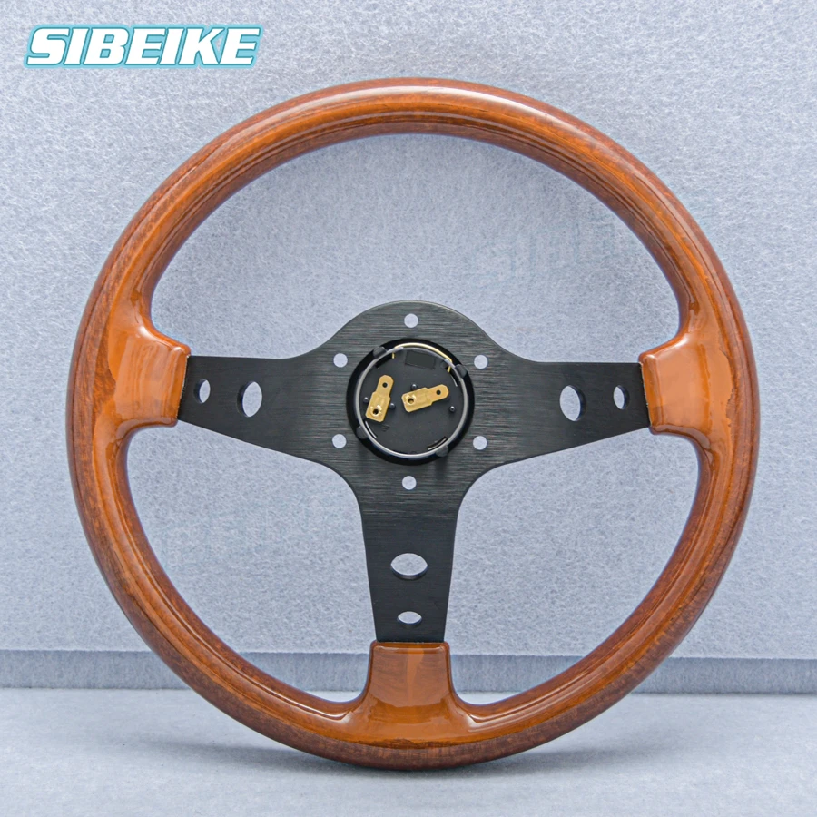 SIBEIKE Custom 13inch 330mm Universal Wood Look Steering Wheel Deep Dish Modified Car Vintage Classic Steering Wheel