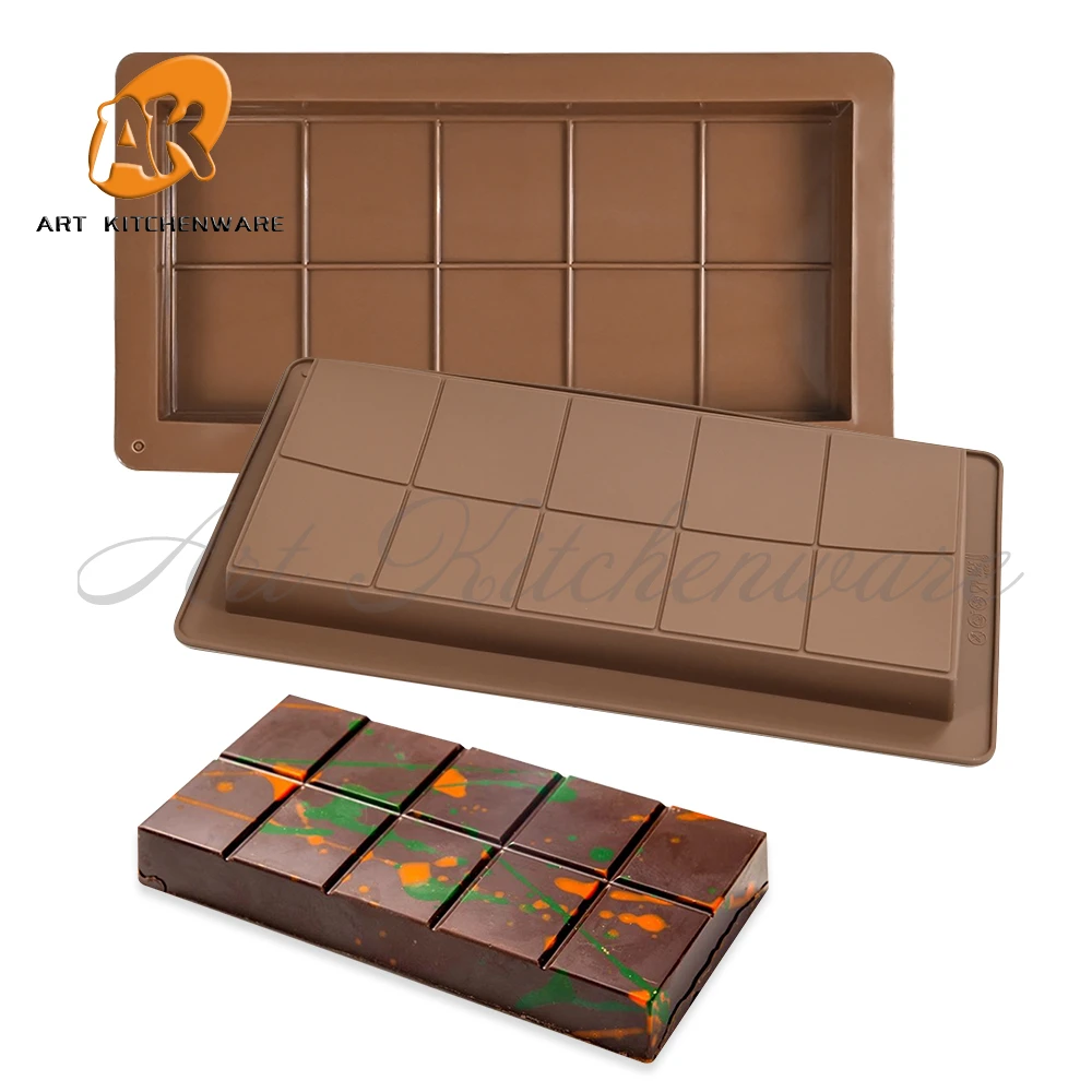 AK New Wholesale Food Grade Silicone Dubai Chocolate Bar Mold DIY Thick Pistachio Chocolate Mould Pan Wholesale Sweet Candy Mold