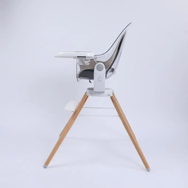 Multi-functional wooden baby high chair PC material kids chair swivel function baby feeding seat
