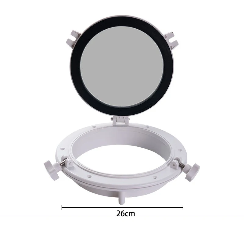 Anti impact plastic tempered glass is used as an escape window for RVs, speedboats, cruise ships, and other vessels