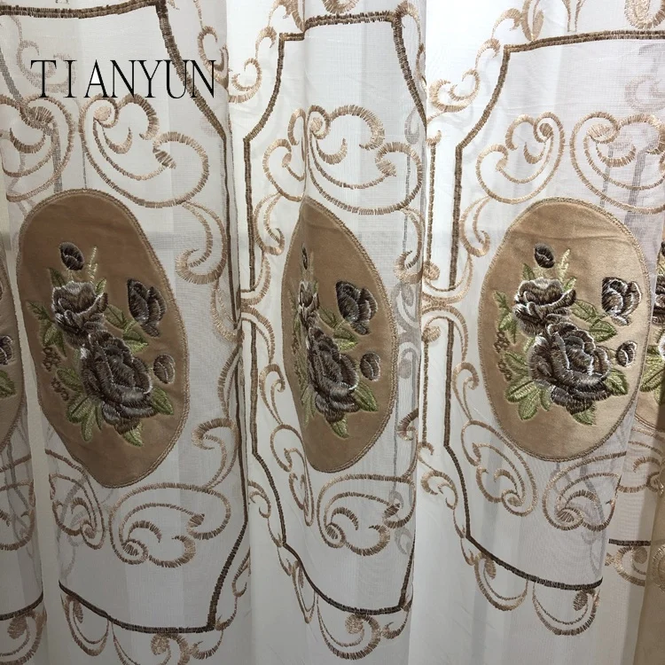 European Style Classic 100 Polyester Modern Velvet Patch Embroidery Curtain Fabric