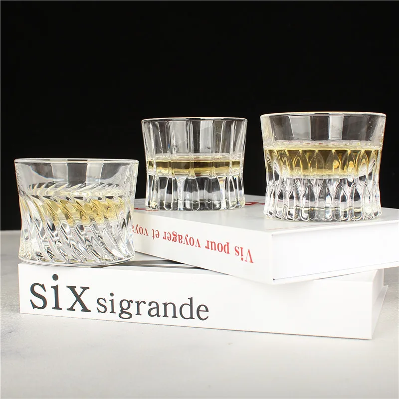 125ml 4oz Beer retro waist water liquor wine cup rib design deep glass crystal short whiskey glasses