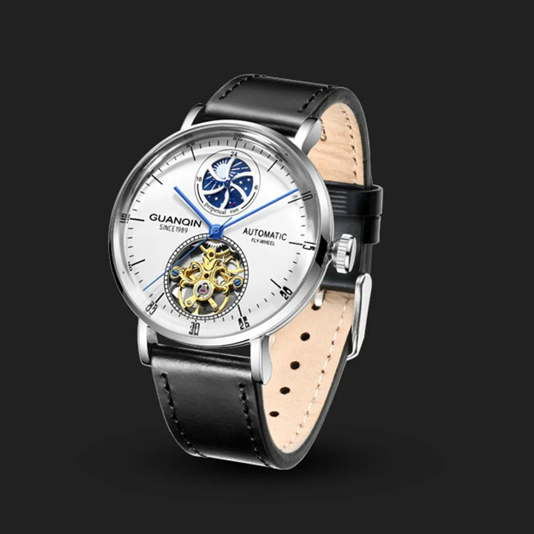 GUANQIN GJ16118 Men Fashion Automatic Mechanical Wrist Watch Genuine Leather Watches Low Moq