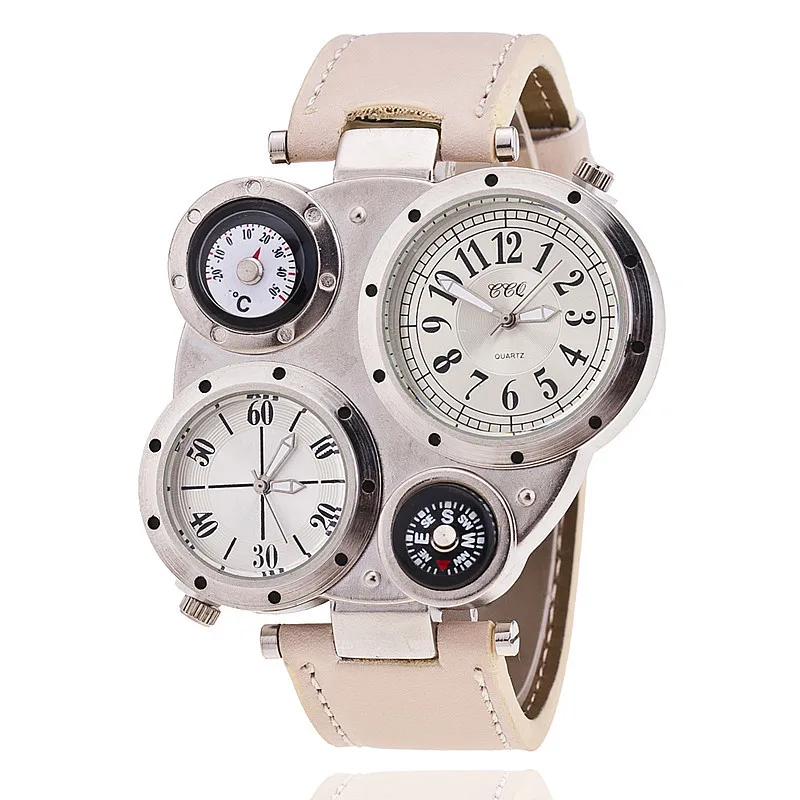 New fashion atmosphere double movement compass quartz watch men fashion sports watch CCQ109