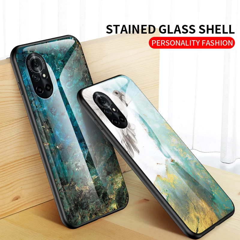 Waterproof Anti-fall Shockproof Phone Case for Huawei Nova 8/8 Pro Marble pattern OC010