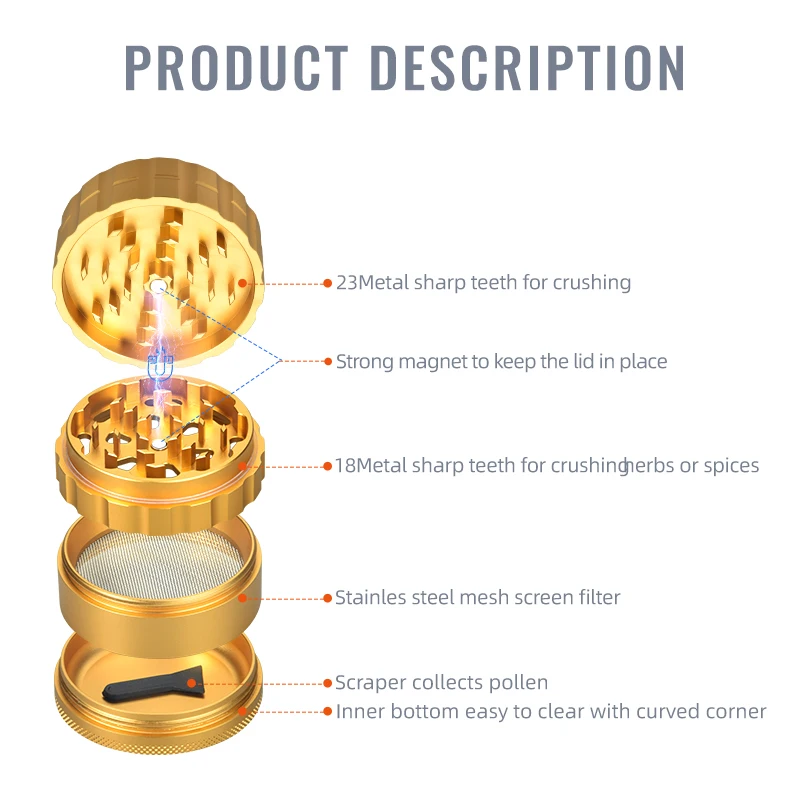 Aluminium grinder metal ashtray 2 in1 herb tobacco accessories smoking tools storage