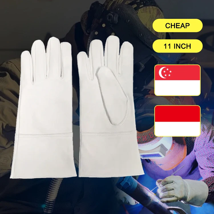 Manufacturers Custom Multi Purpose Short Cuff Cowhide Goatskin Leather Heat Resistant Tig Welding Welder Protective Hand Gloves