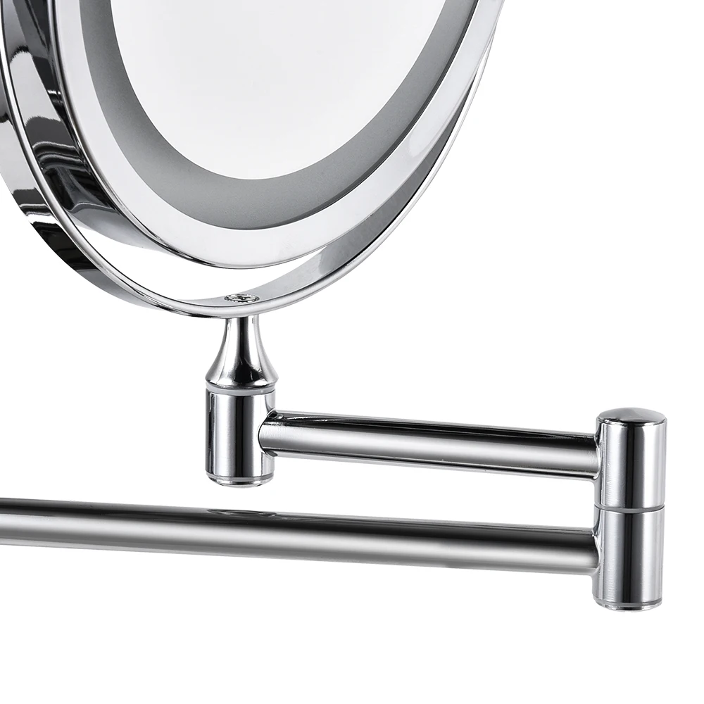 Hot Selling Classic Double Sides Magnifying Round Wall Cosmetic Shaving Mirror With Led Light For Hotel Bathroom