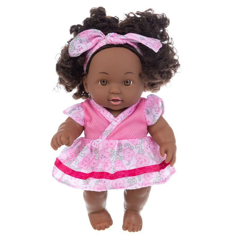 Vinyl Doll Simulation Doll 8-inch 20cm African Girl Baby Black Doll