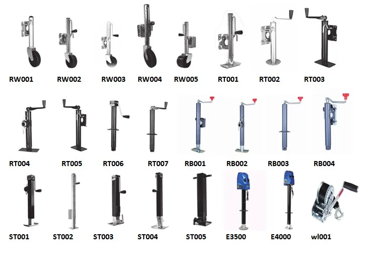 1500lbs Top wind round tube trailer jack for boat trailer with jockey wheel