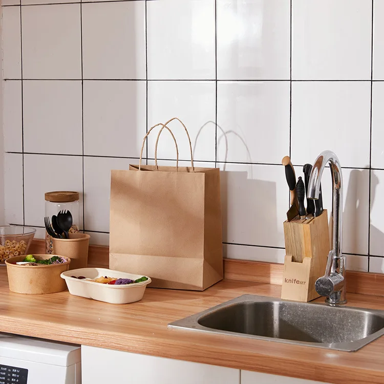 Полностью автоматическая машина XINKE для производства мешков из крафт-бумаги с веревочной ручкой для покупок/подарков/ресторанов