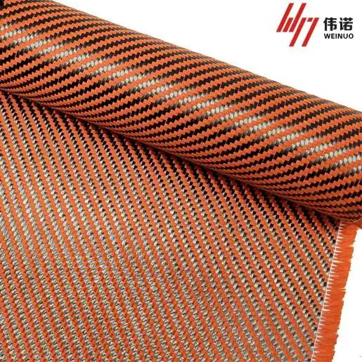 New Design Cut-Resistant 210g Orange Kevlar and Carbon Fibre Blended Fabric for Aerospace Chemical Industrial Use