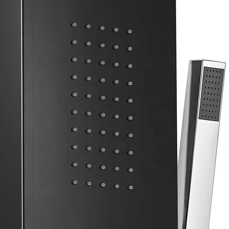 Rainfall Shower Panel Tower Stainless Steel Multi-Function System with Body Massage Jets Resort