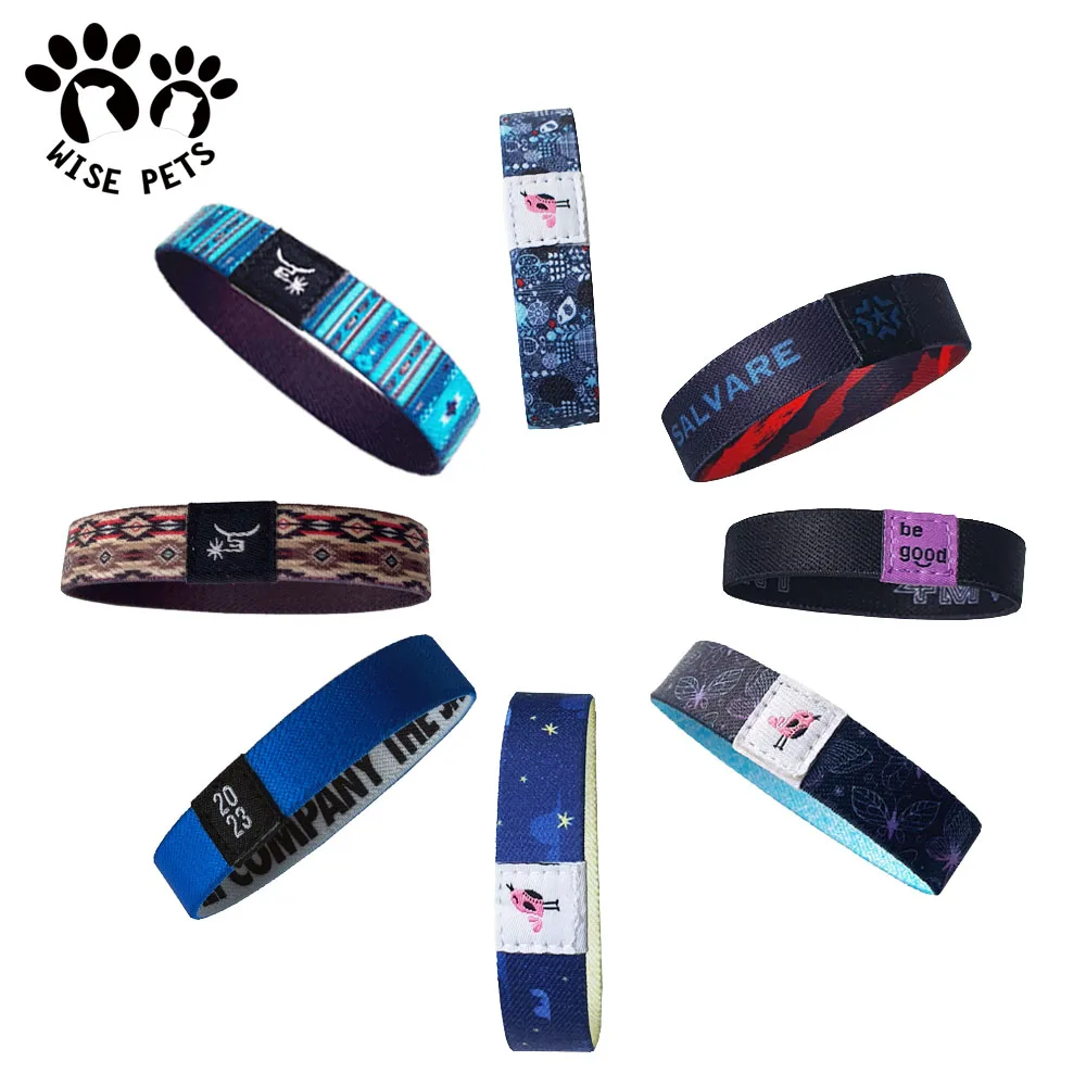 Heat transfer printed fabric elastic wrist band nfc wristband kids party pulsera elastica polyester cheapest stretch bracelets