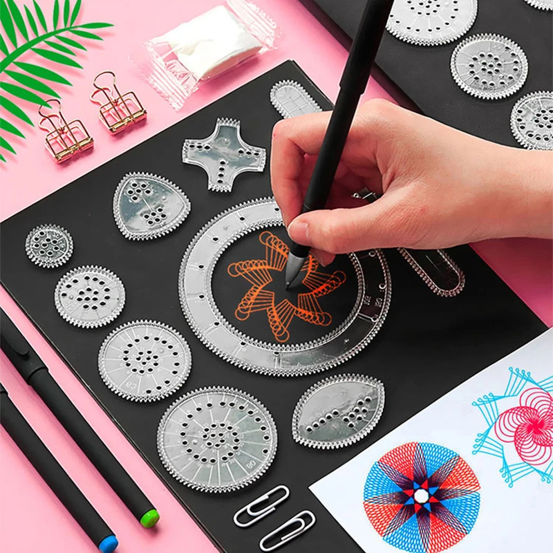 22pcs Spirograph Drawing Toys Set Interlocking Gears Wheels Painting Drawing Accessories Creative Educational Toy Spirographs