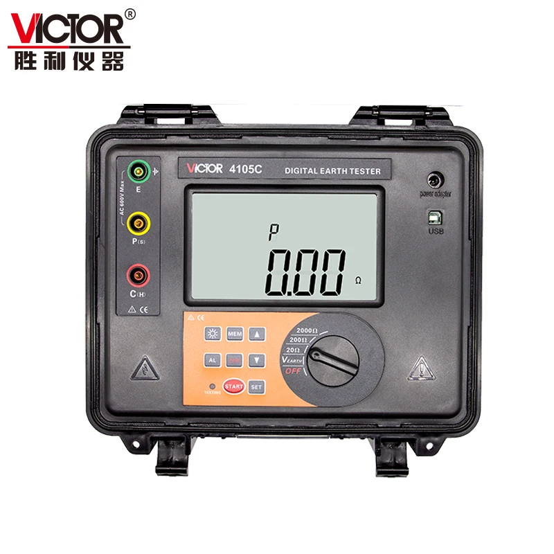 Цифровой прибор для измерения сопротивления заземления VICTOR 4105C 4-полюсный электронный заземления/напряжения/сопротивления почвы