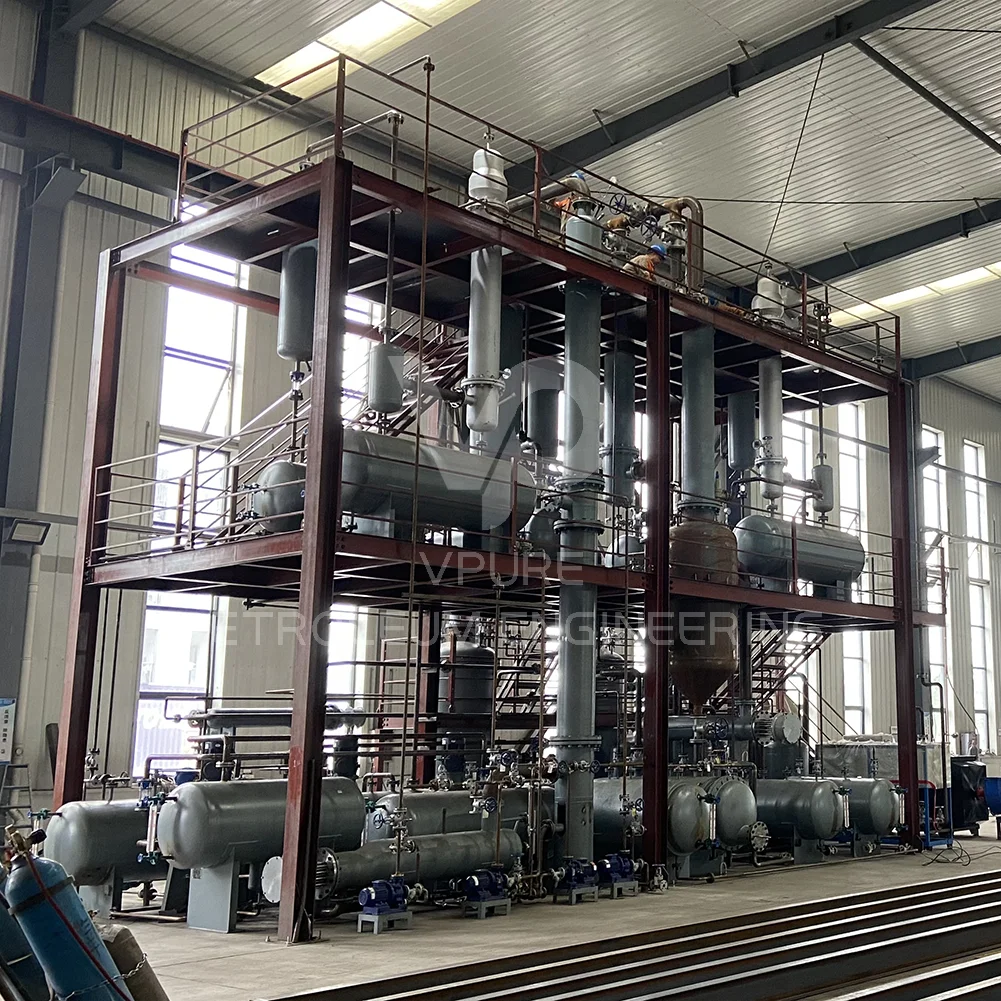  2~100 tons per day special design Used black motor oil refining to group II base recycling
