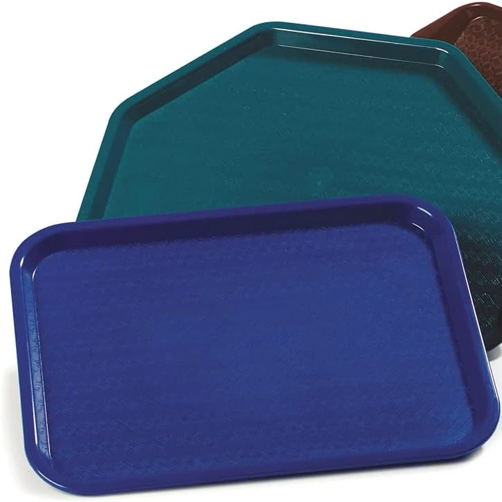 White embossed anti slip circular rectangular ABS plastic metal restaurant fast food and bar food tray