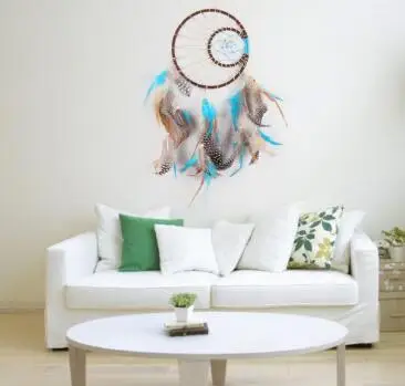Wholesale Handmade Boho Hanging Feather Dream Catcher for Car Home Room Door Wall Art Party Decor Ornament Gift Craft DIY Kit