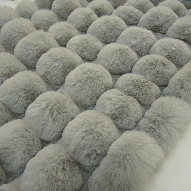 Tie Dyed Solid Color  Pompom Stretch Fleece Plush 100 Polyester Spandex Faux Rabbit Fur Fabric